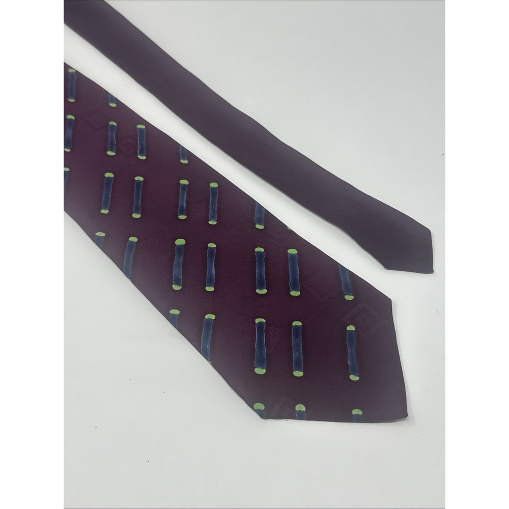Vintage‎ Handpainted Silk Tie - Robert Daskal Necktie - Maroon Green Blue
